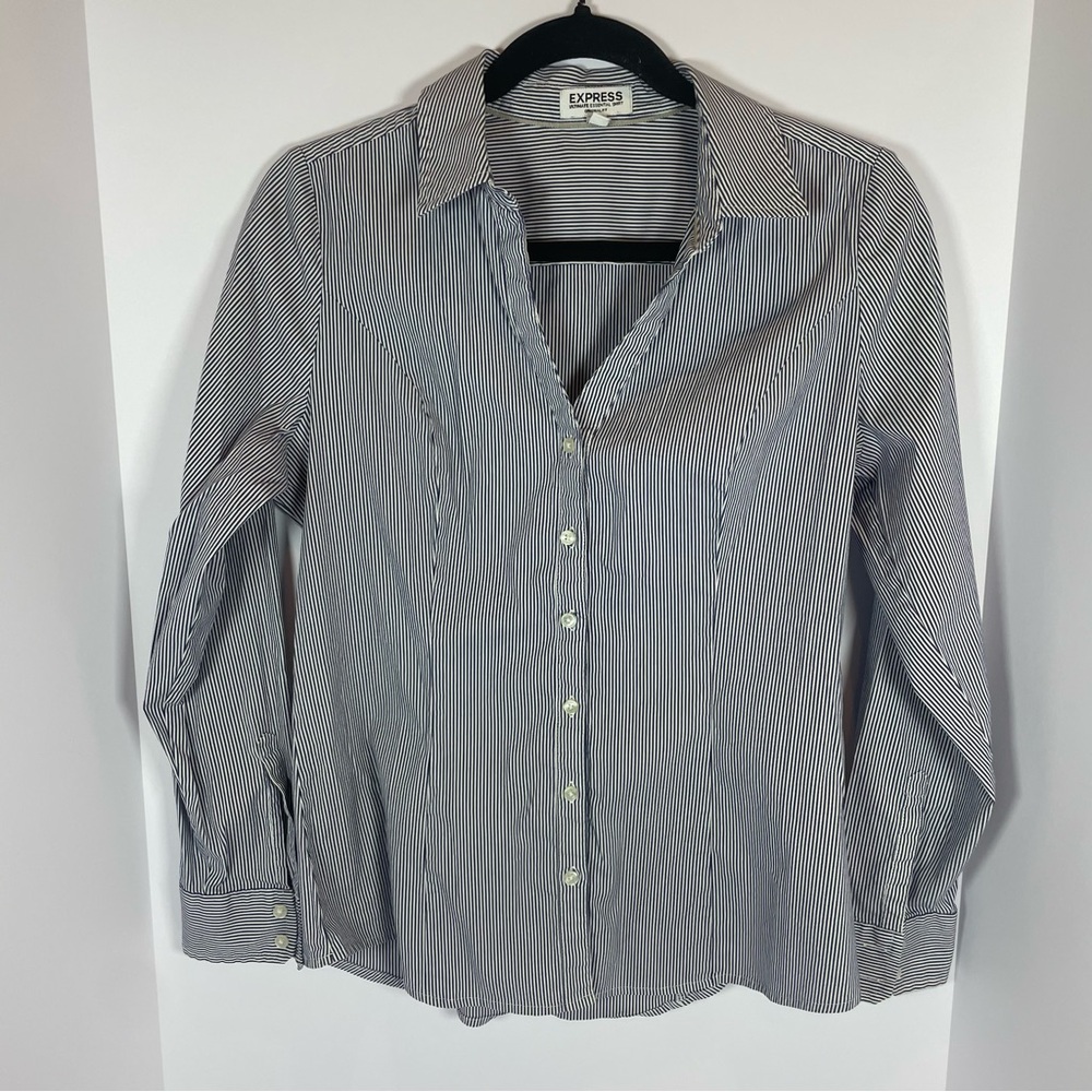 Express Black and White Pinstripe Shirt
